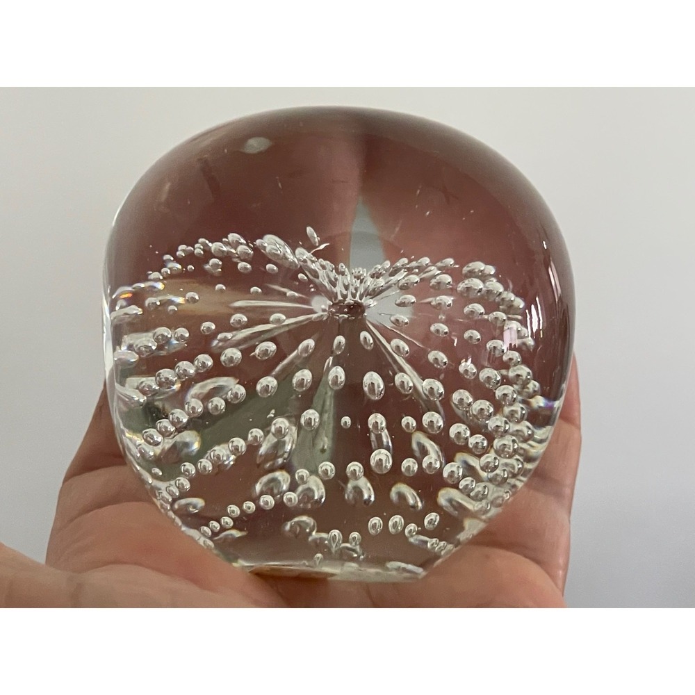 Bubble Clear Glass Paperweight Controlled Bubble Art Vintage 2.75 Inch - Picture 11 of 16